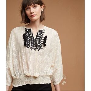 Anthropologie X Vineet Bahl lona Lace Feminine Romantic Boho Top size Medium